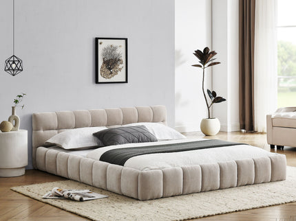 Modern Platform Bed Frame With Thick Fabric