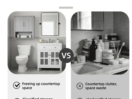 Multi Functional Wall Mounted Cabinet With Adjustable Shelves For Bathroom