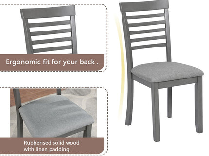 5 Pieces Modern Dining Set, Rectangular Wooden Dining Table With 4 Upholstered Chairs