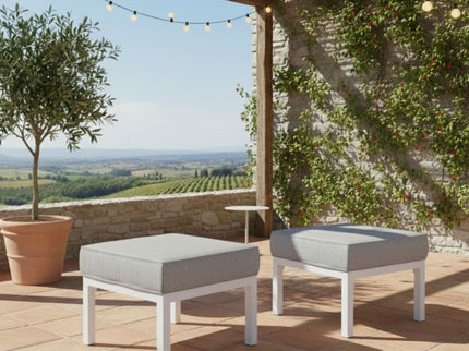 Patio Ottomans With Cushions, All-Weather Footrests (Set of 2)