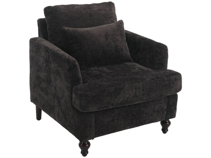 Modern Mid Century Wood Frame Armchair With Tufted Design