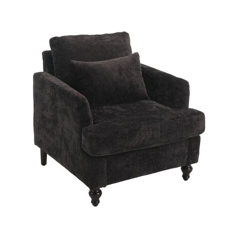 Modern Mid Century Wood Frame Armchair With Tufted Design