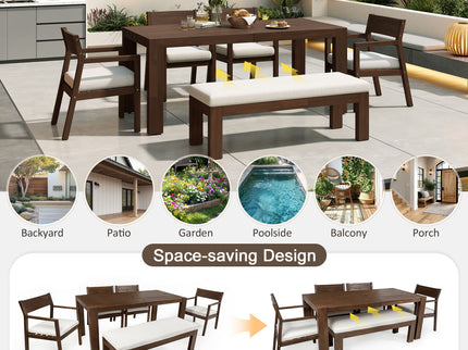 Outdoor Dining Set Rectangular Table With Umbrella Hole