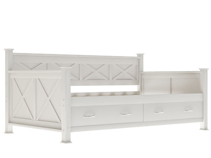 Modern Daybed With 2 Large Drawers, X Shaped Frame