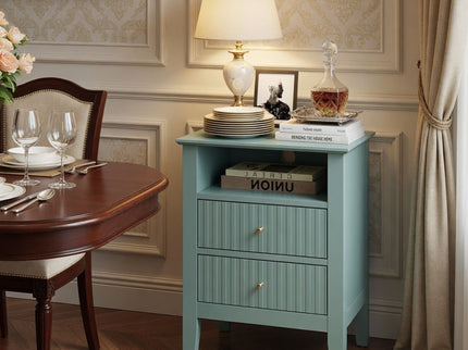 Fluted Nightstand With 2 Drawers