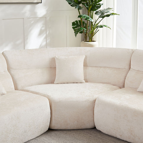 Luxury Curved Corner Sectional Sofa With 4 Pillows