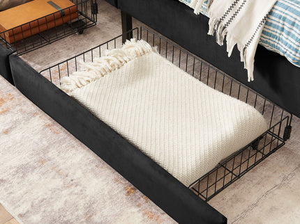 Upholstered Platform Bed Frame With 2 Storage Drawers And Adjustable Sofa Bed