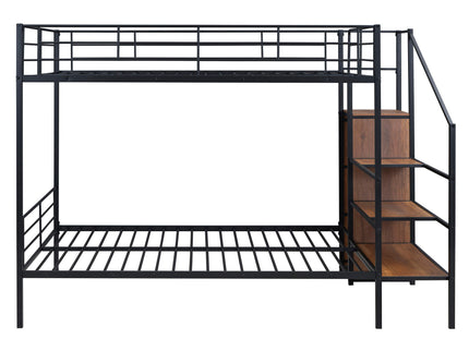 Bunk Bed With Lateral Storage Ladder And Wardrobe