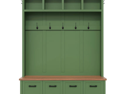 Hall Tree With Storage Bench Mudroom Coat Rack With 6 Hooks