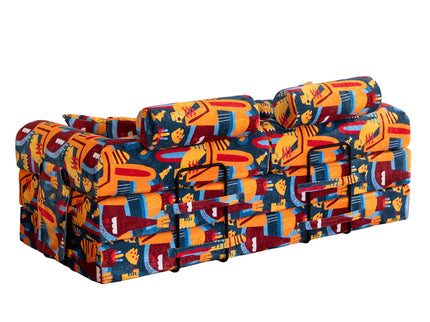 Convertible Sleeper Sofa Bed, Foldable Multi Functional Couch For Living Room - Navy / Red