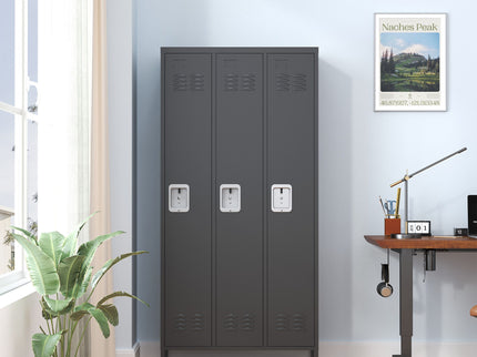 Storage Locker Cabinet With Locks For Employees, Home Gym Office School Garage - Black