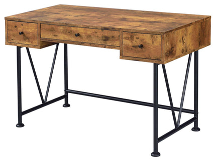 3 Drawer Writing Desk With Handles - Brown