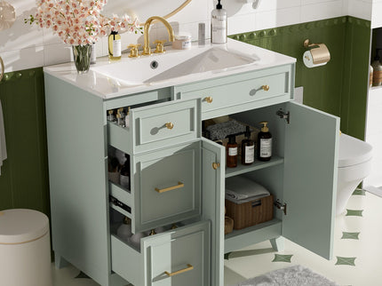 Bathroom Vanity With Sink, Soft Close Doors, Adjustable Shelves