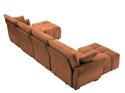 Sofa Set With Ottoman And Pillows, Textured, High Resilience Cushions