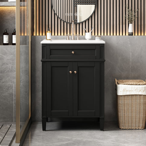 Bathroom Vanity With 2 Doors And Tip Out Drawer, Soft Closing Hinges