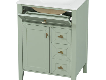 Bathroom Vanity With Sink, 3 Drawers & Cabinet With 2 Tier Door Storage Rack, Soft Close Doors & Drawers
