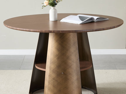 Round Dining Table - Reddish Brown / Walnut