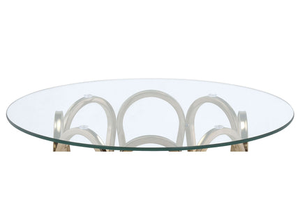 Round Glass Top Table With Polished Metal Base