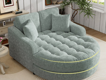 Modern Chaise Lounge Upholstered Sofa Couch With Tufted Seat And Detachable Pillows For Living Room