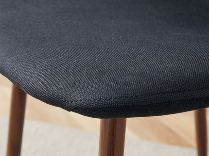 Luxury Simple Chair (Set of 4) Linen Cotton High Resilience Dining Chair With Metal Color Leg - Black / Walnut