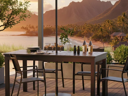 Extendable Outdoor Dining Table, All Weather, Slatted Top, Rust Proof - Gray