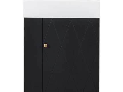 Modern Bathroom Vanity With Sink, Diamond Pattern Doors