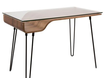Avery - Mid-Century Modern Desk - Walnut / Clear / Black
