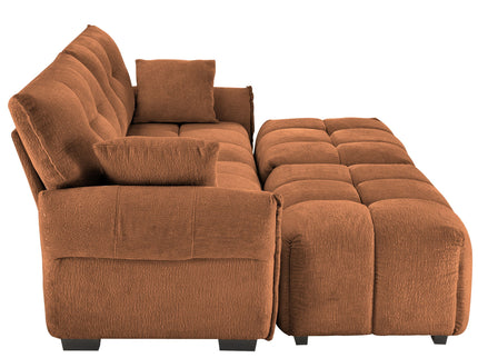 Sofa Set With Ottoman And Pillows, Textured, High Resilience Cushions