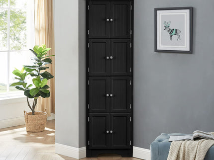 Tall Storage Cabinet With Doors And 4 Shelves For Living Room, Kitchen, Office, Bedroom, Bathroom, Modern