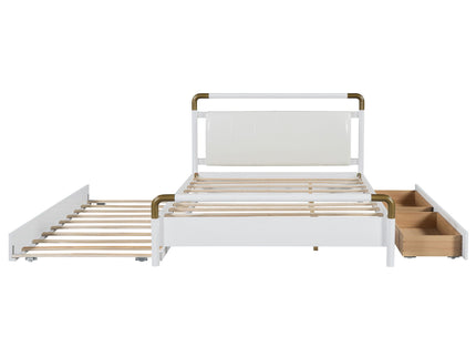 Storage Platform Bed, With 2 Big Drawers, Trundle
