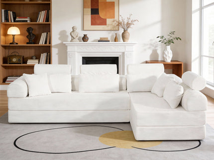 Modern L-Shape Modular Sectional Sofa, Compressed Design