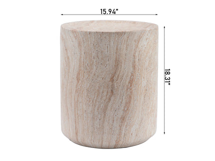 Tall Cylindrical Accent Coffee Table In - Beige / Yellow