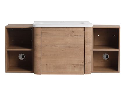 Wall Mounted Bathroom Vanity With Sink, Storage Shelves & Soft Close Door