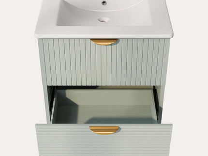 Modern Wall-Mounted Bathroom Vanity With 2 Drawers, Ideal For Small Bathrooms - Green