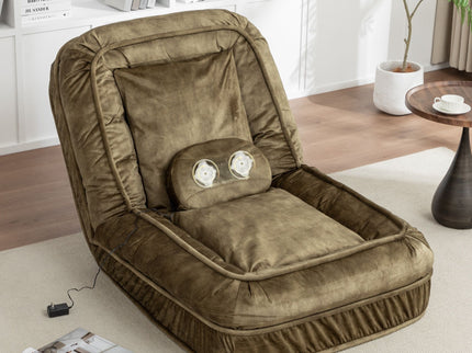 Upholstered Human Dog Bed And Pets, Bean Bag Floor Sofa With Massage Pillow, 5 Adjustable Positions & 2 Soft Pillows
