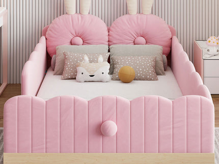 Platform Bed With Animal Pillows And Storage Bags
