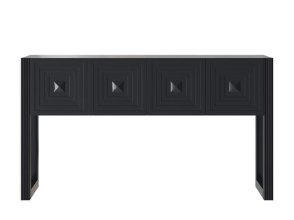 Geometric Carved Console Table With 3 Soft Close Drawers