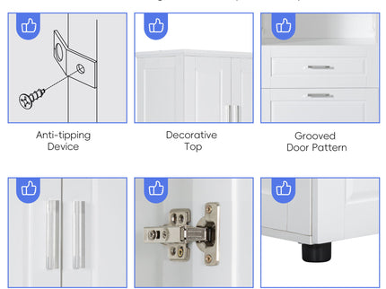 Tall Bathroom Cabinet With Tilt-Out Laundry Basket And Upper Storage