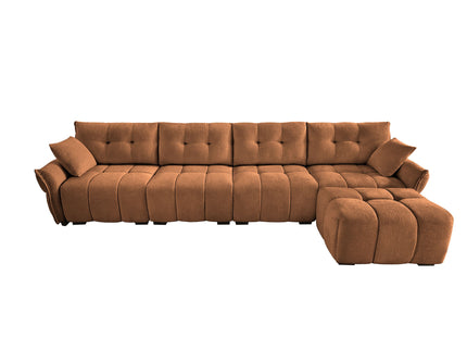 Sofa Set With Ottoman And Pillows, Textured, High Resilience Cushions