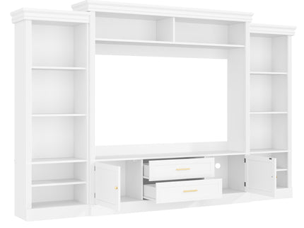 Elegant Entertainment Center Wall Unit With Bookshelves