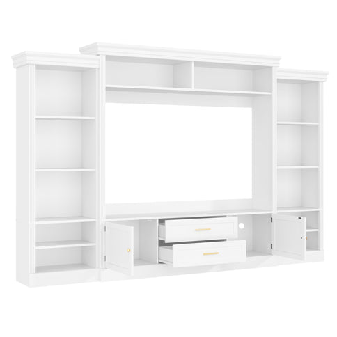Elegant Entertainment Center Wall Unit With Bookshelves