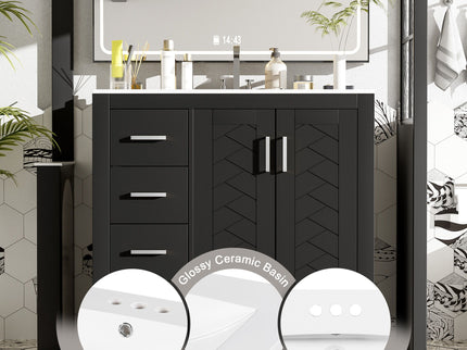 Bathroom Vanity With Sink Combo, Storage Cabinet, Freestanding Set With 3 Drawers & Soft Closing Doors