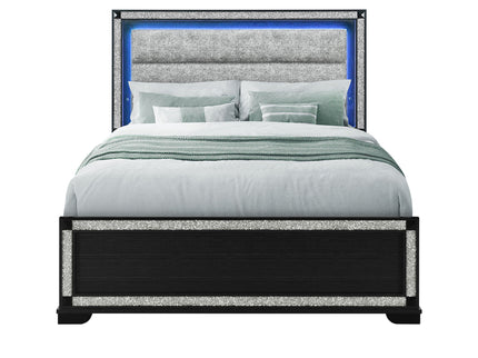 Soulmarie - Bed With LED Lighting And Padded Headboard