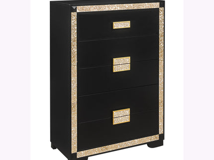 Lively - Chest With Glitter Detail And Thick Bar Handle Hardware - Black