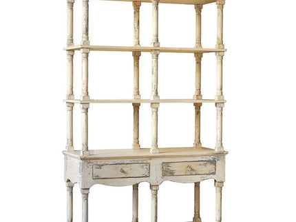 Adela - French Country Bookcase Display Storage Shelf Etageres - Antique White