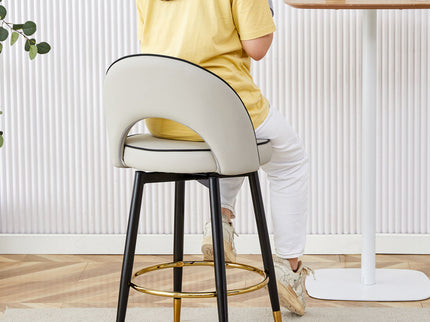 Modern Upholstered 360° Rotatable Bar Chair With Metal Legs For Dining Room (Set of 2)