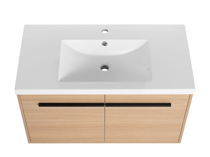 Bathroom Vanity Set With Resin Countertop Sink, 2 Doors