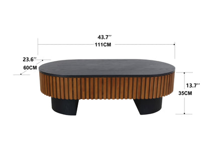 Elliptical Living Room Coffee Table With Hidden Storage And Removable Tabletop