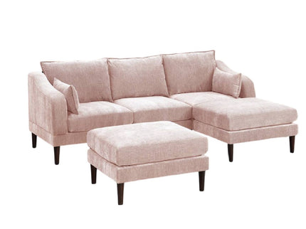 Modular L-Sectional Set With Ottomans - Pink