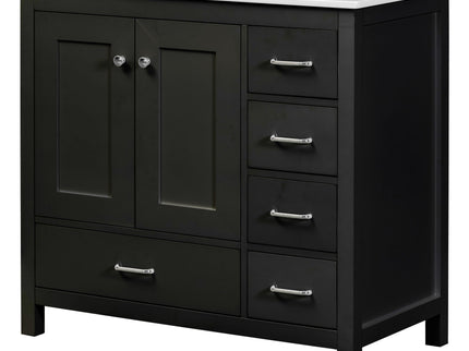 Bathroom Vanity With Sink Combo, 2 Soft Close Doors And 5 Drawers